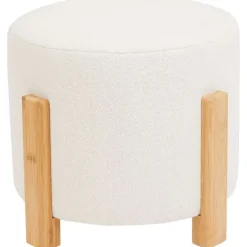 Woonaccessoires>Studio Home Poef Met Bamboe Poten Wit