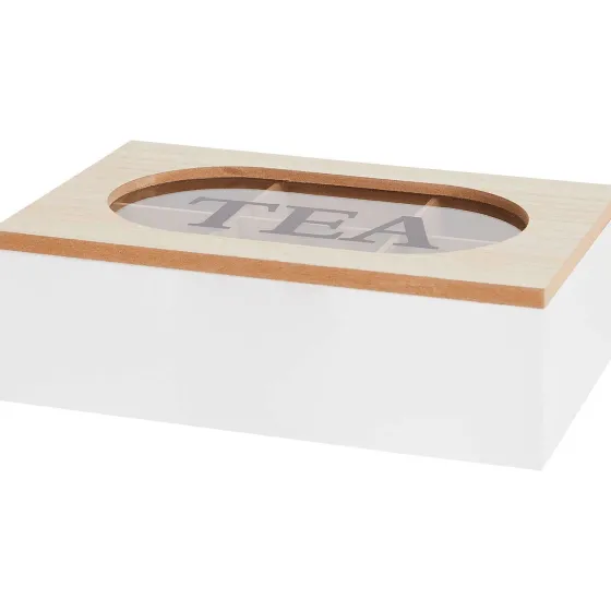 Woonaccessoires>Merk Theebox Met Tekst Bruin,Wit,Zwart