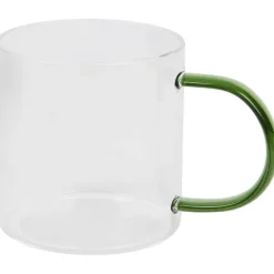 Servies>Merk Theeglas Met Gekleurd Oor Blauw,Groen,Roze,Zwart