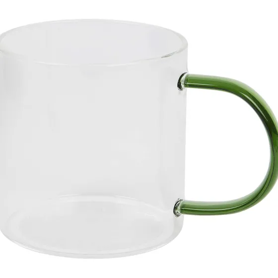 Servies>Merk Theeglas Met Gekleurd Oor Blauw,Groen,Roze,Zwart