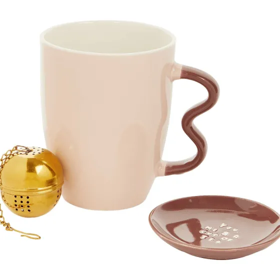 Servies>Merk Theemokset Roze,Wit