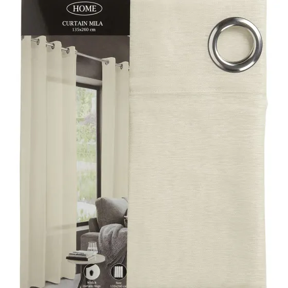 Raamdecoratie>C&C Vitragegordijn Mila Beige,Wit